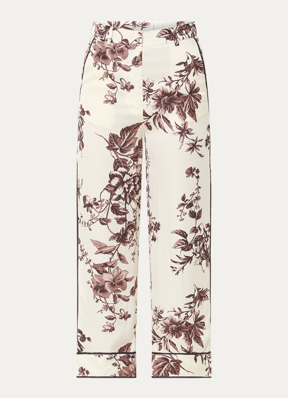 Liu Jo High waist straight fit pantalon met bloemenprint - voorkant 2 gebroken wit