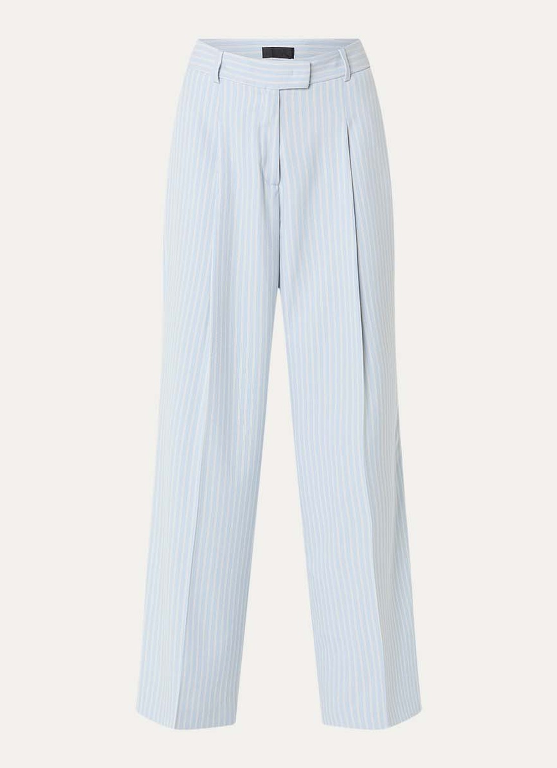 Liu Jo High waist straight fit pantalon met streepprint en lurex - voorkant 3 lichtblauw