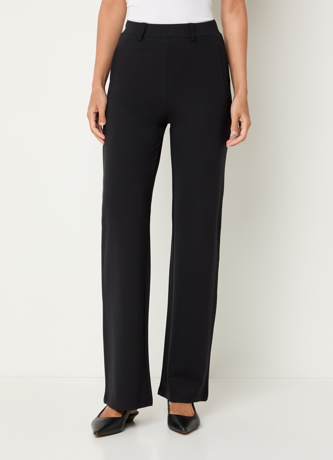 Liu Jo High waist straight fit pantalon met stretch - detail zwart