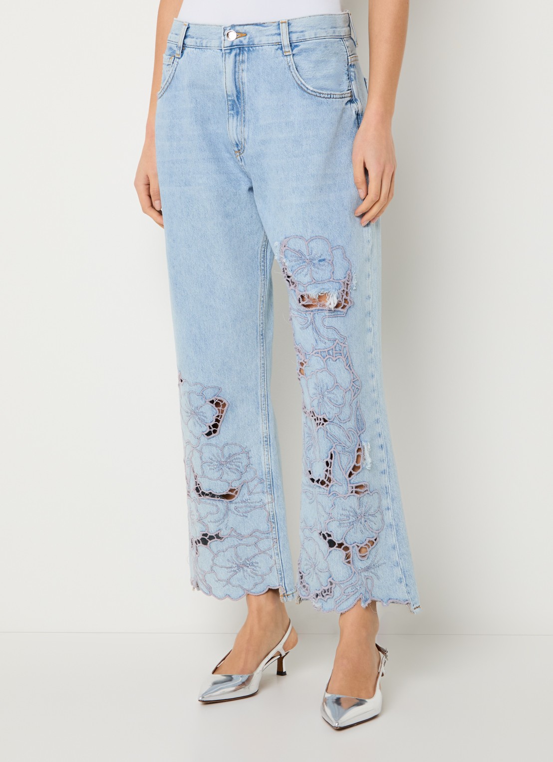Liu Jo High waist straight leg jeans met broderie - detail 2 indigo