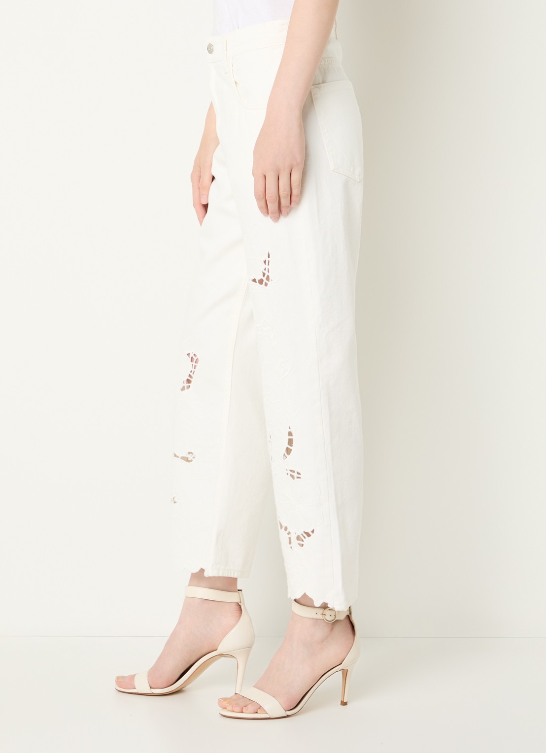 Liu Jo High waist straight leg jeans met broderie - detail 5 wit