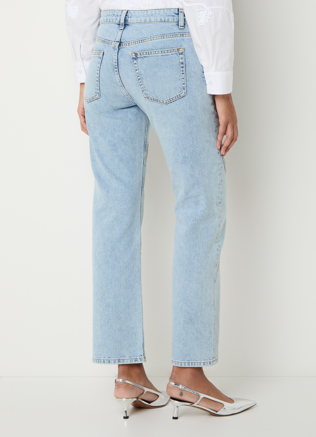 Liu Jo High waist straight leg jeans met lichte wassing - achterkant 5 indigo