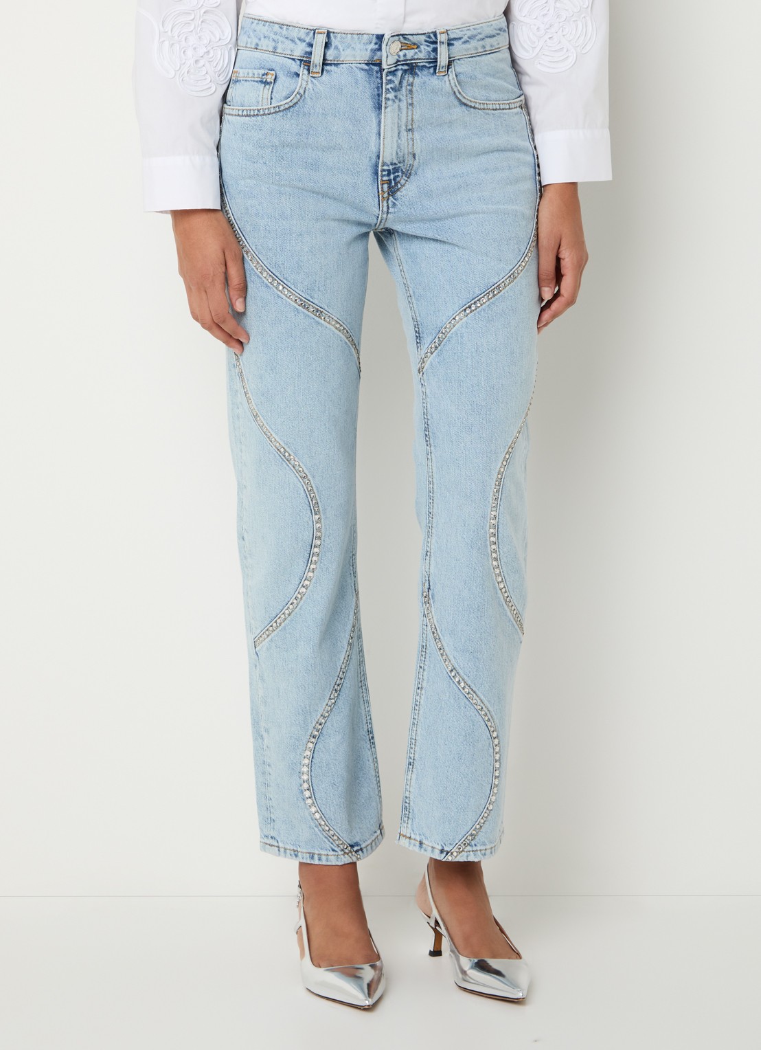 Liu Jo High waist straight leg jeans met lichte wassing - detail 3 indigo