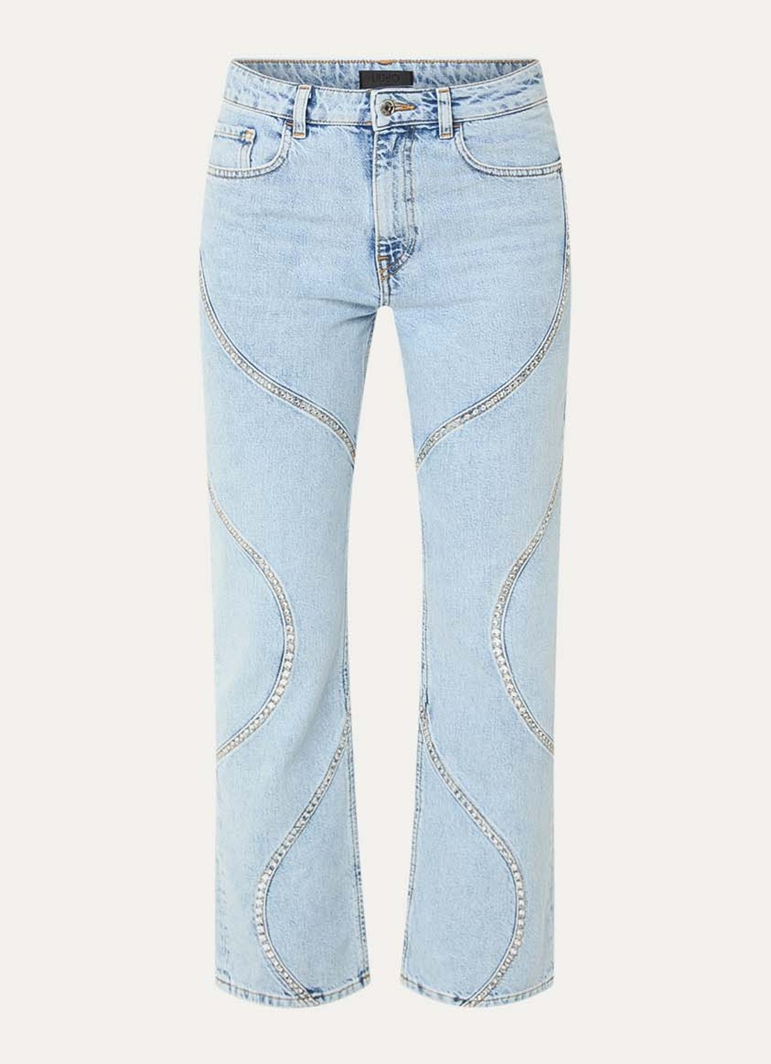 Liu Jo High waist straight leg jeans met lichte wassing - voorkant indigo