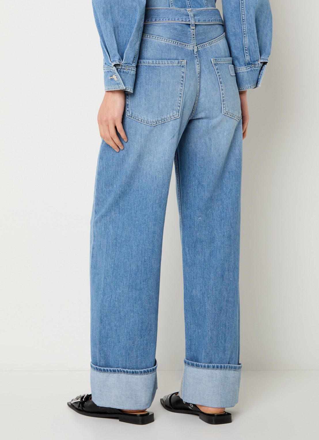 Liu Jo High waist straight leg jeans met lichte wassing - achterkant 5 indigo