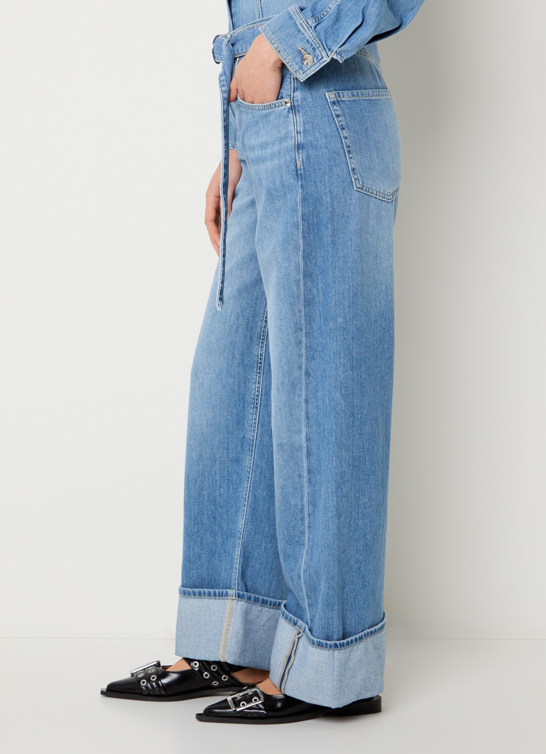 Liu Jo High waist straight leg jeans met lichte wassing - detail 2 indigo