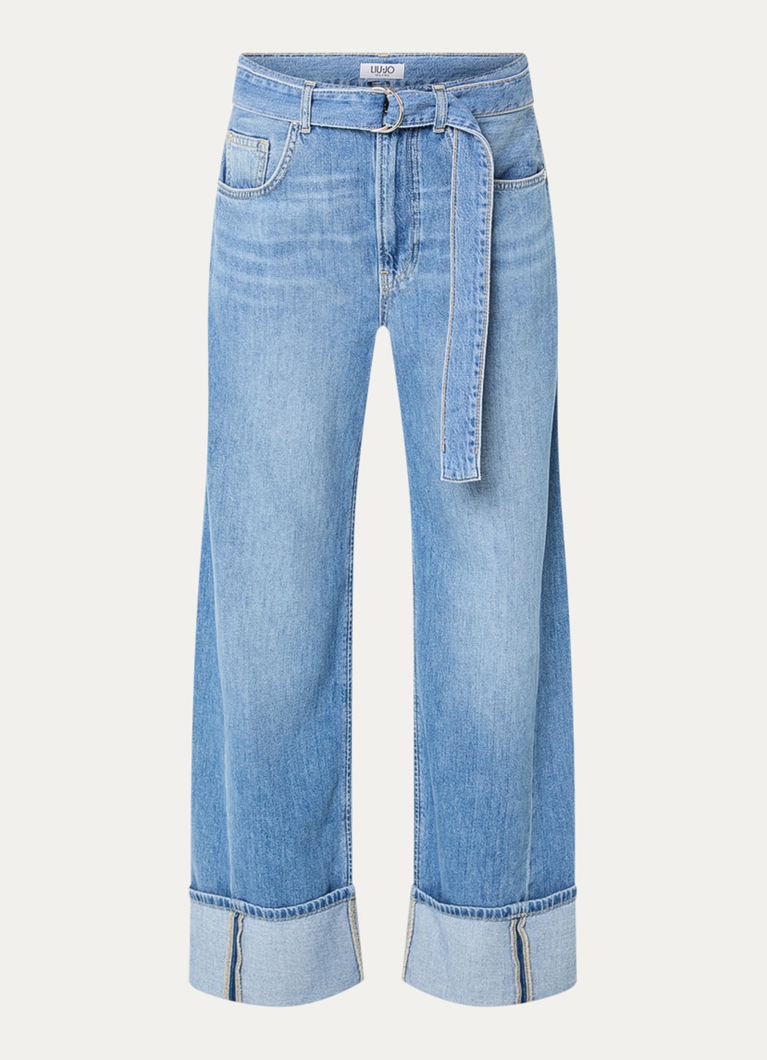 Liu Jo High waist straight leg jeans met lichte wassing - voorkant 3 indigo