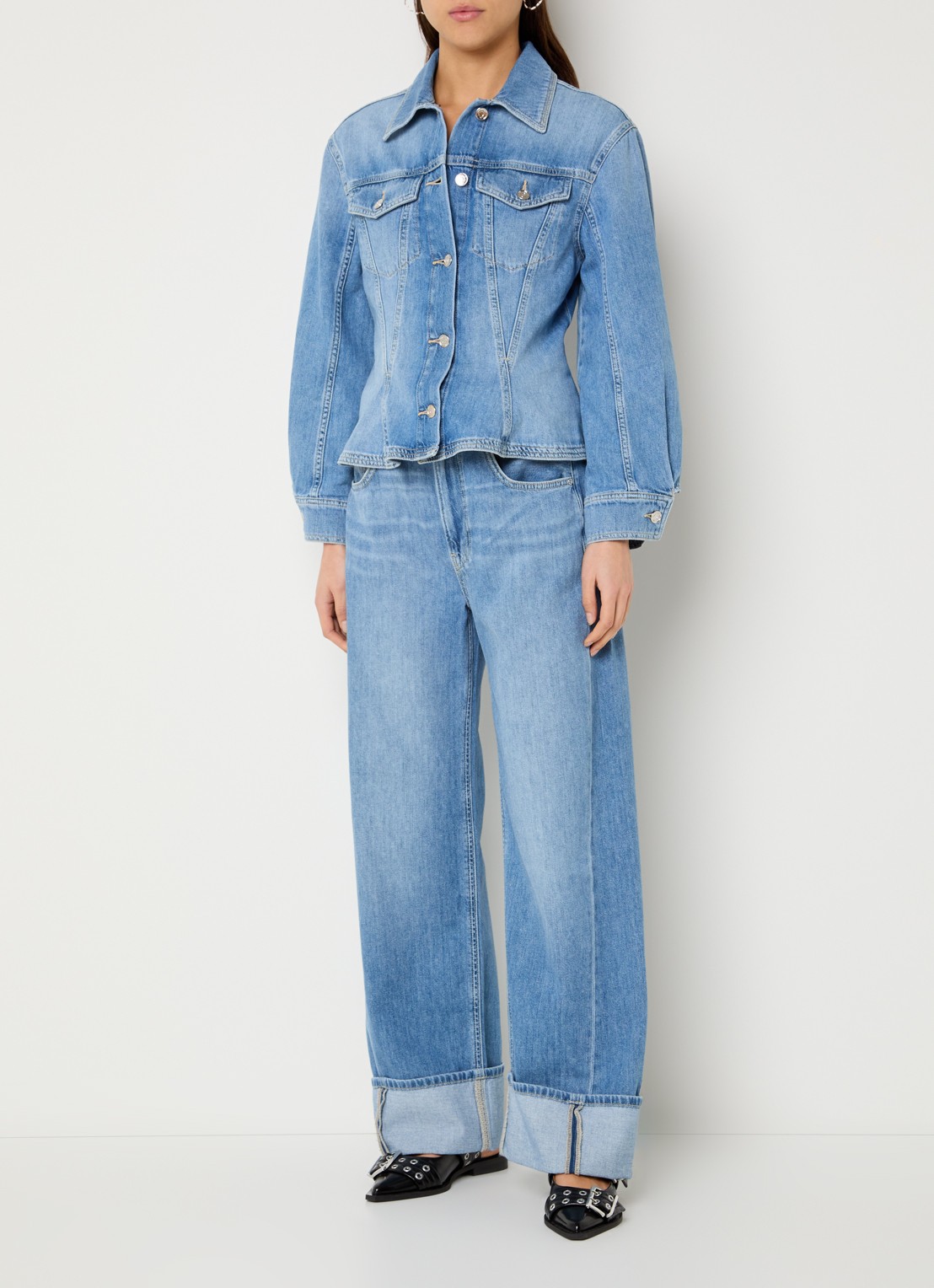 Liu Jo High waist straight leg jeans met lichte wassing - voorkant 4 indigo