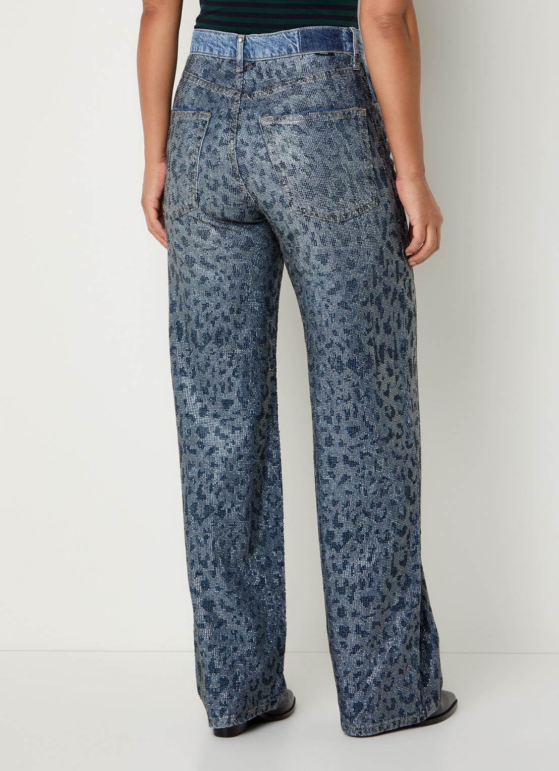 Liu Jo High waist straight leg jeans met strass - achterkant 5 indigo