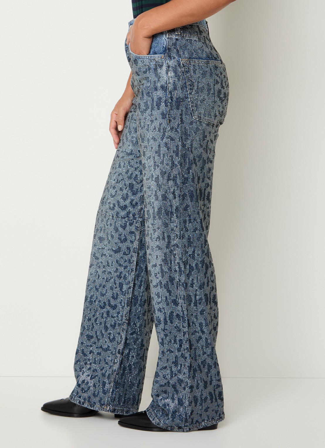 Liu Jo High waist straight leg jeans met strass - detail 2 indigo