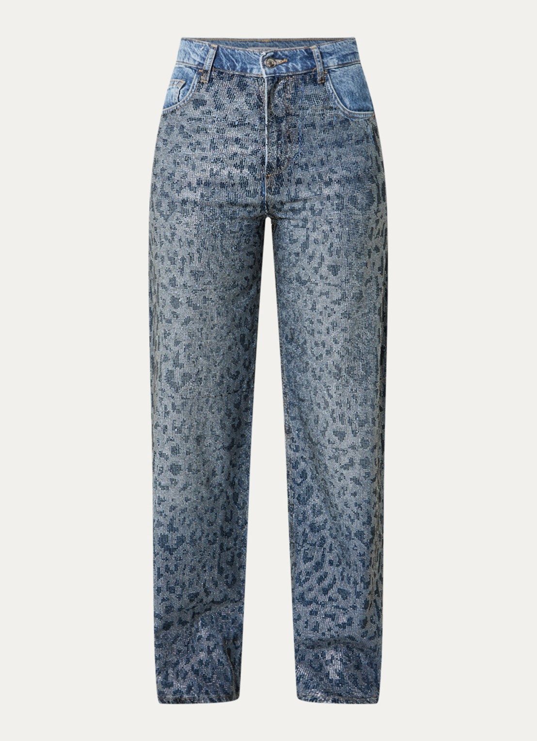 Liu Jo High waist straight leg jeans met strass - voorkant 3 indigo