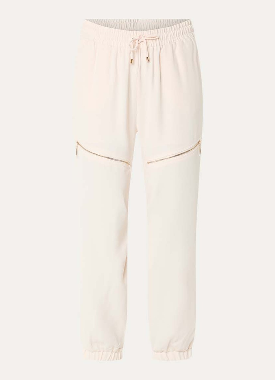 Liu Jo High waist tapered fit trackpants met elastische band en ritszakken - voorkant 3 creme