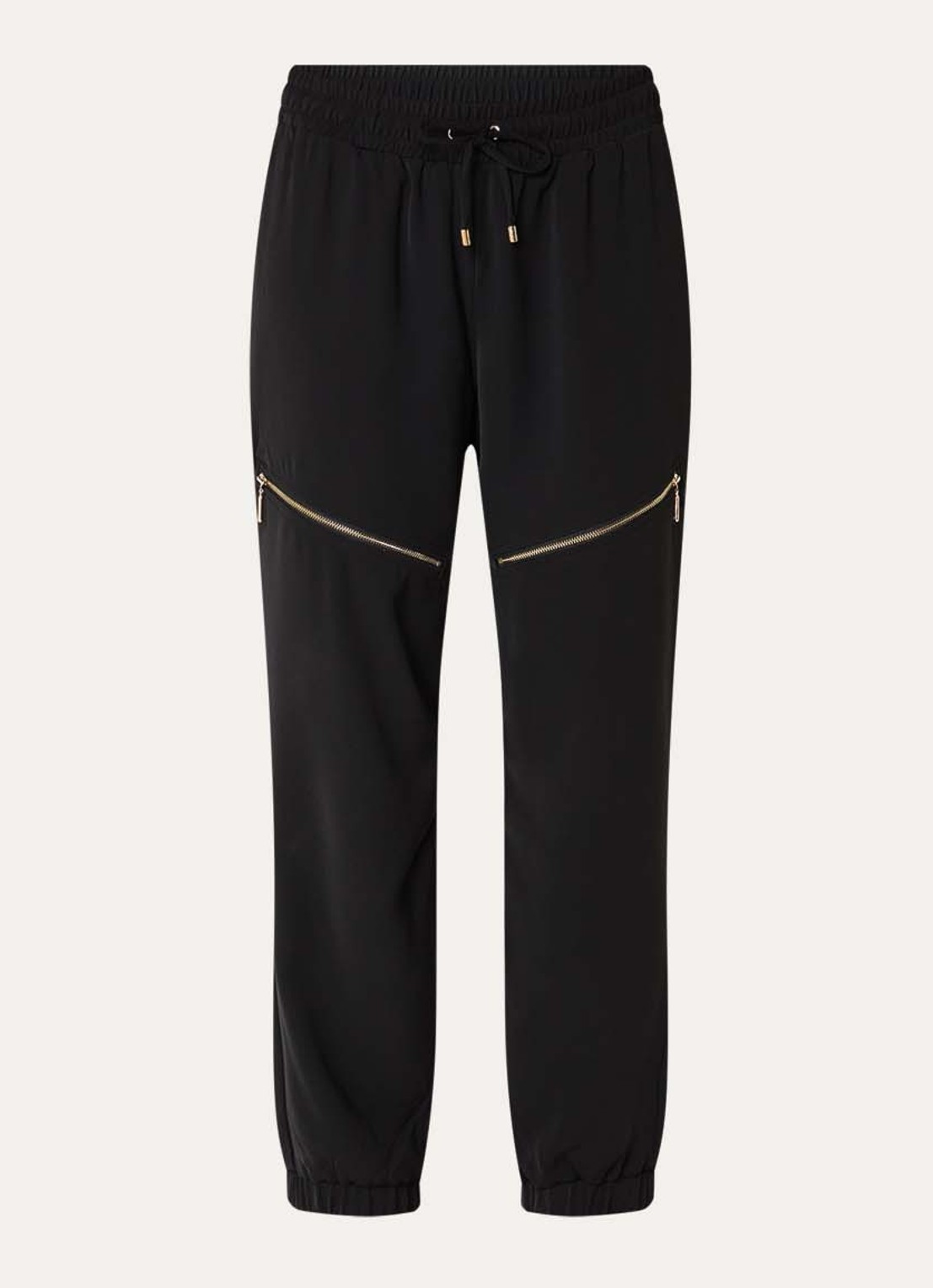 Liu Jo High waist tapered fit trackpants met elastische band en ritszakken - voorkant 3 zwart
