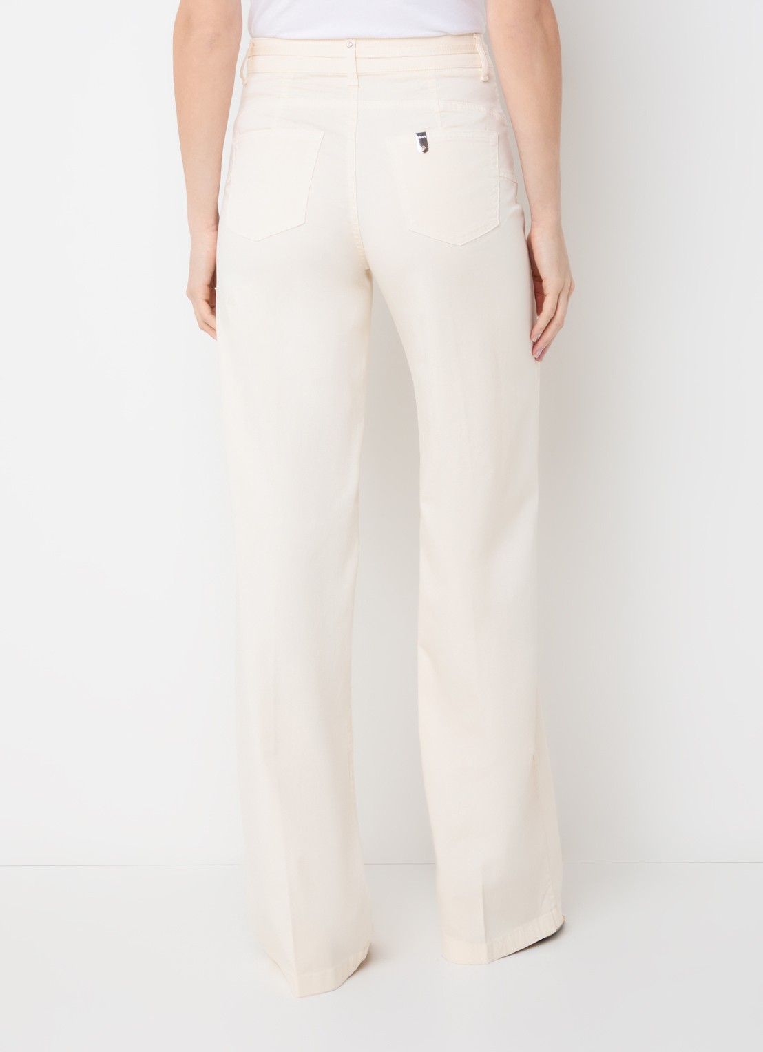 Liu Jo High waist wide fit broek met steekzakken - achterkant 3 vanillegeel