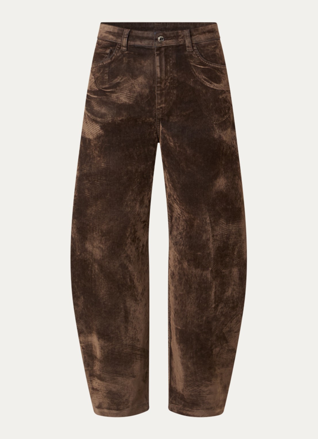 Liu Jo High waist wide fit broek van suède - voorkant 3 bruin