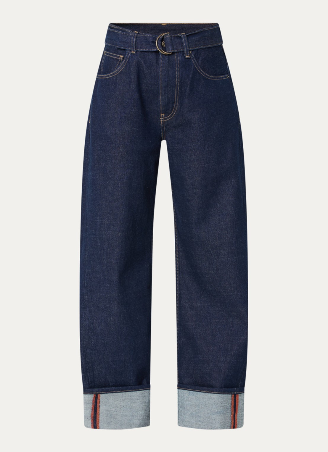 Liu Jo High waist wide fit jeans met donkere wassing en ceintuur - voorkant 4 indigo