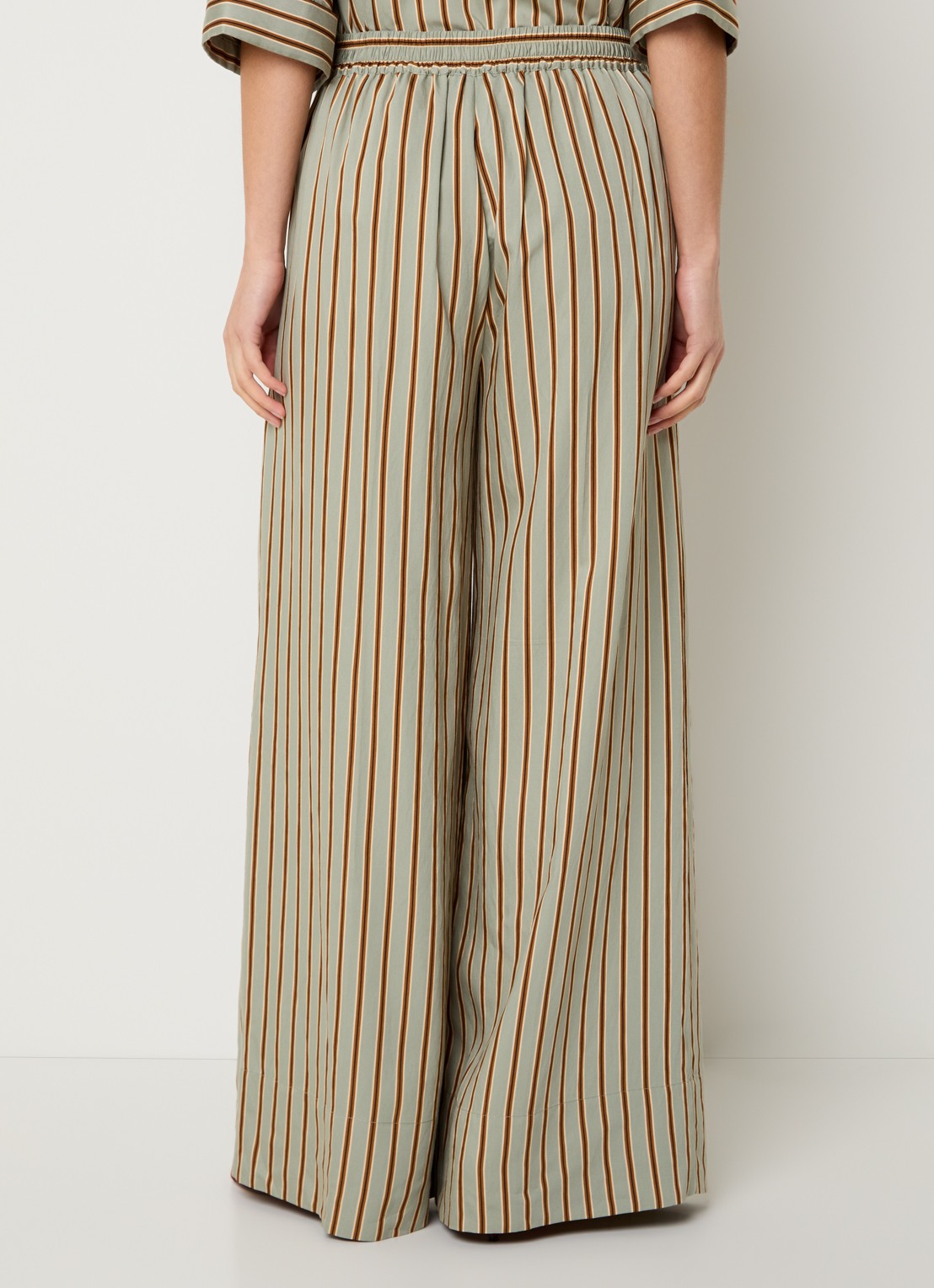 Liu Jo High waist wide fit palazzobroek met streepprint en steekzakken - achterkant 4 lindegroen