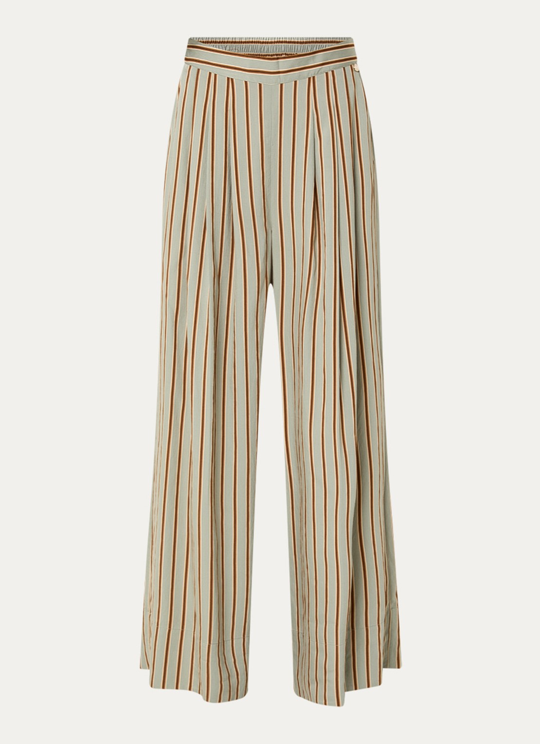 Liu Jo High waist wide fit palazzobroek met streepprint en steekzakken - voorkant lindegroen