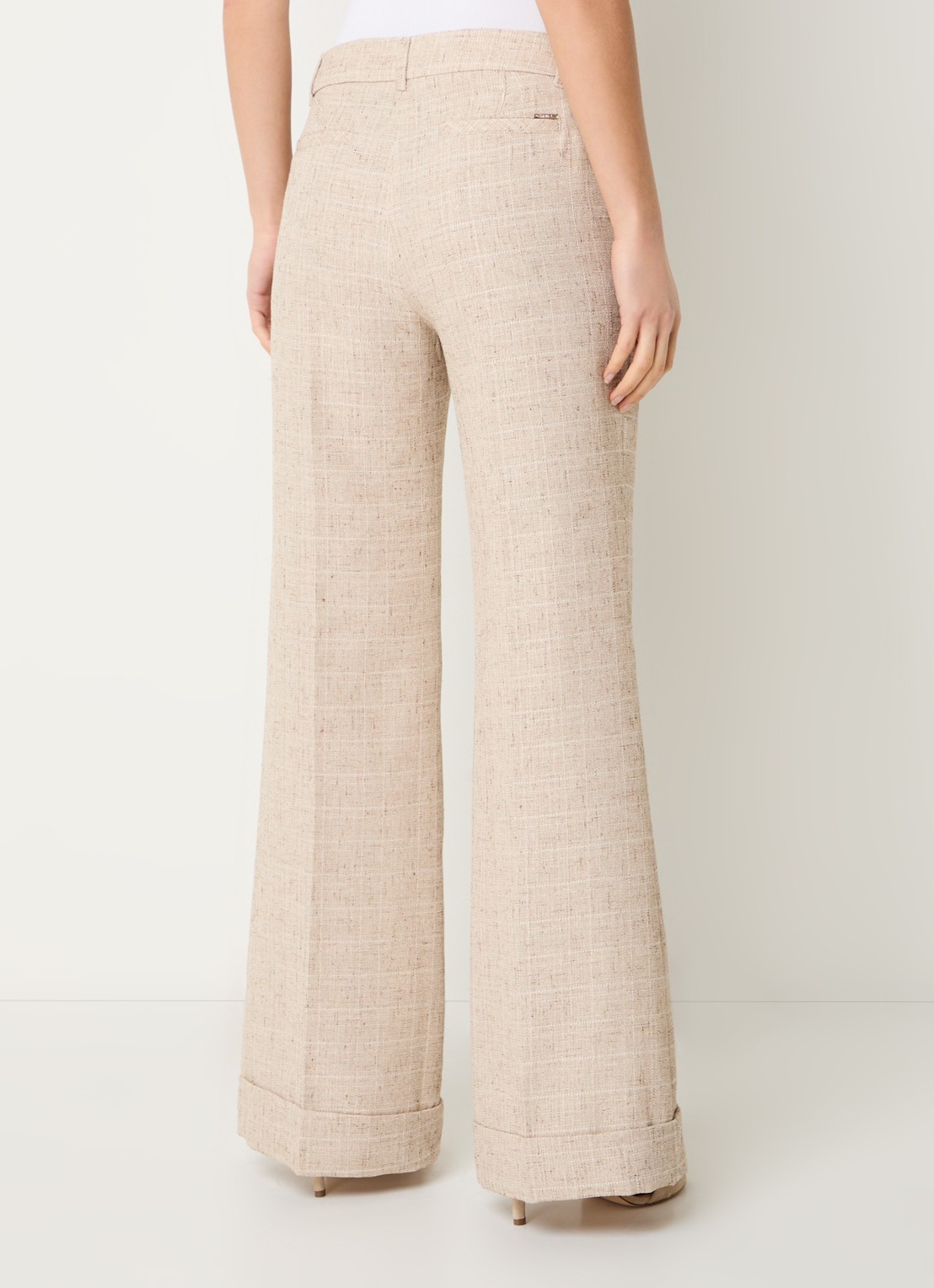 Liu Jo High waist wide fit pantalon met gemêleerd dessin - achterkant 5 beige