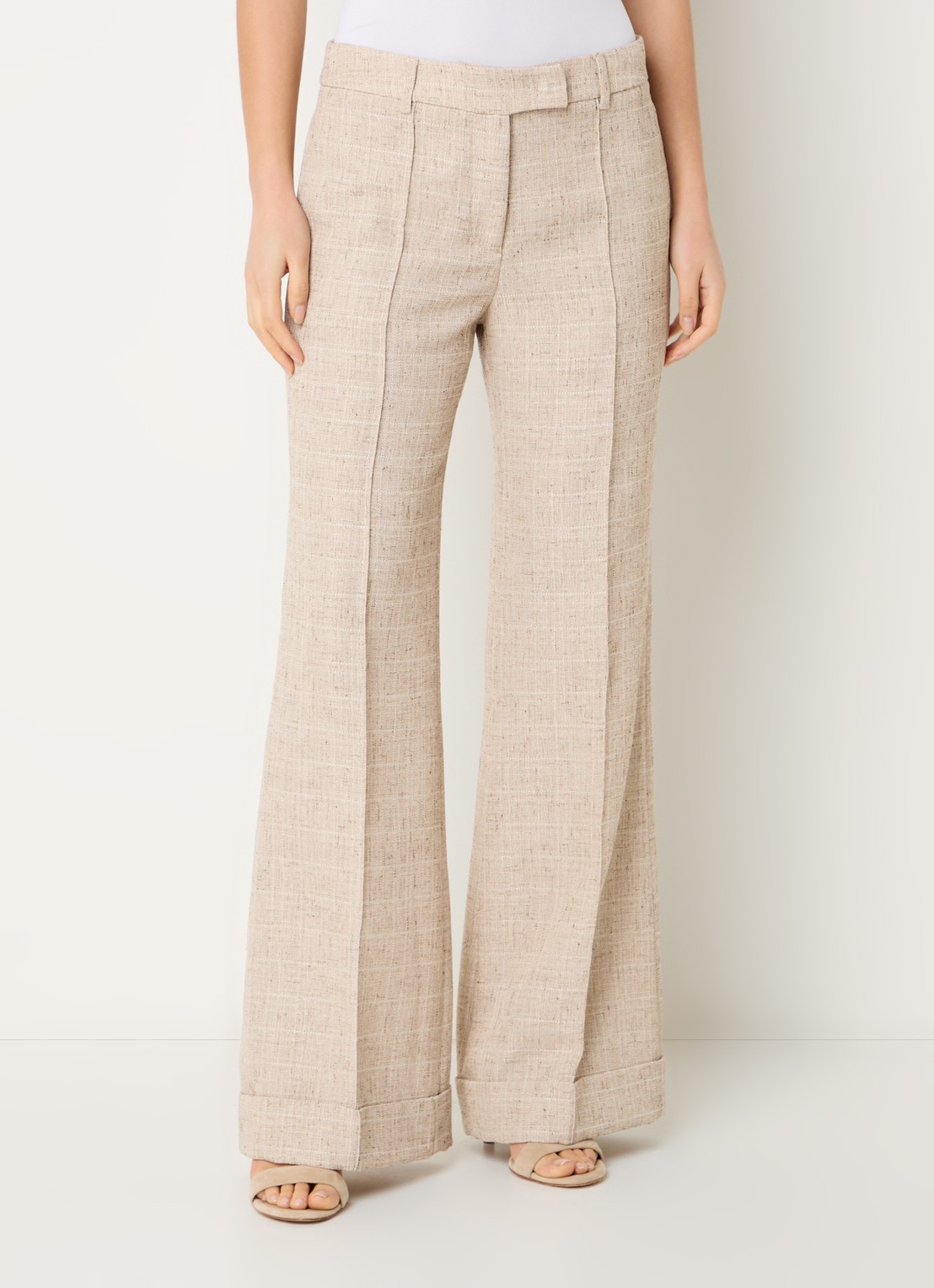 Liu Jo High waist wide fit pantalon met gemêleerd dessin - detail 3 beige