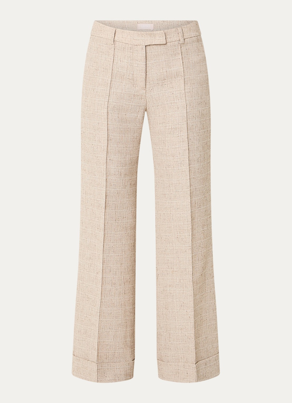 Liu Jo High waist wide fit pantalon met gemêleerd dessin - voorkant beige