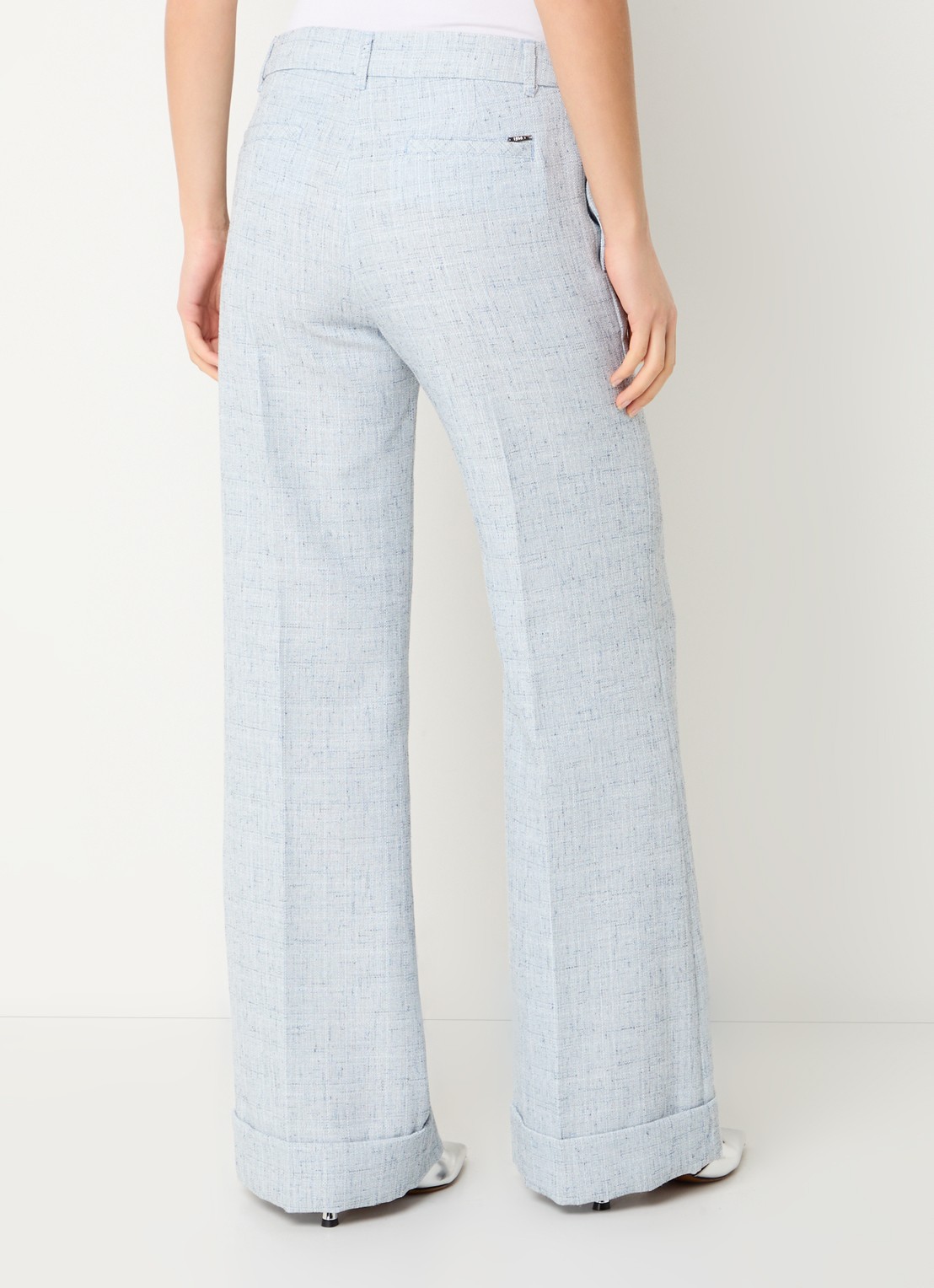 Liu Jo High waist wide fit pantalon met gemêleerd dessin - achterkant lichtblauw