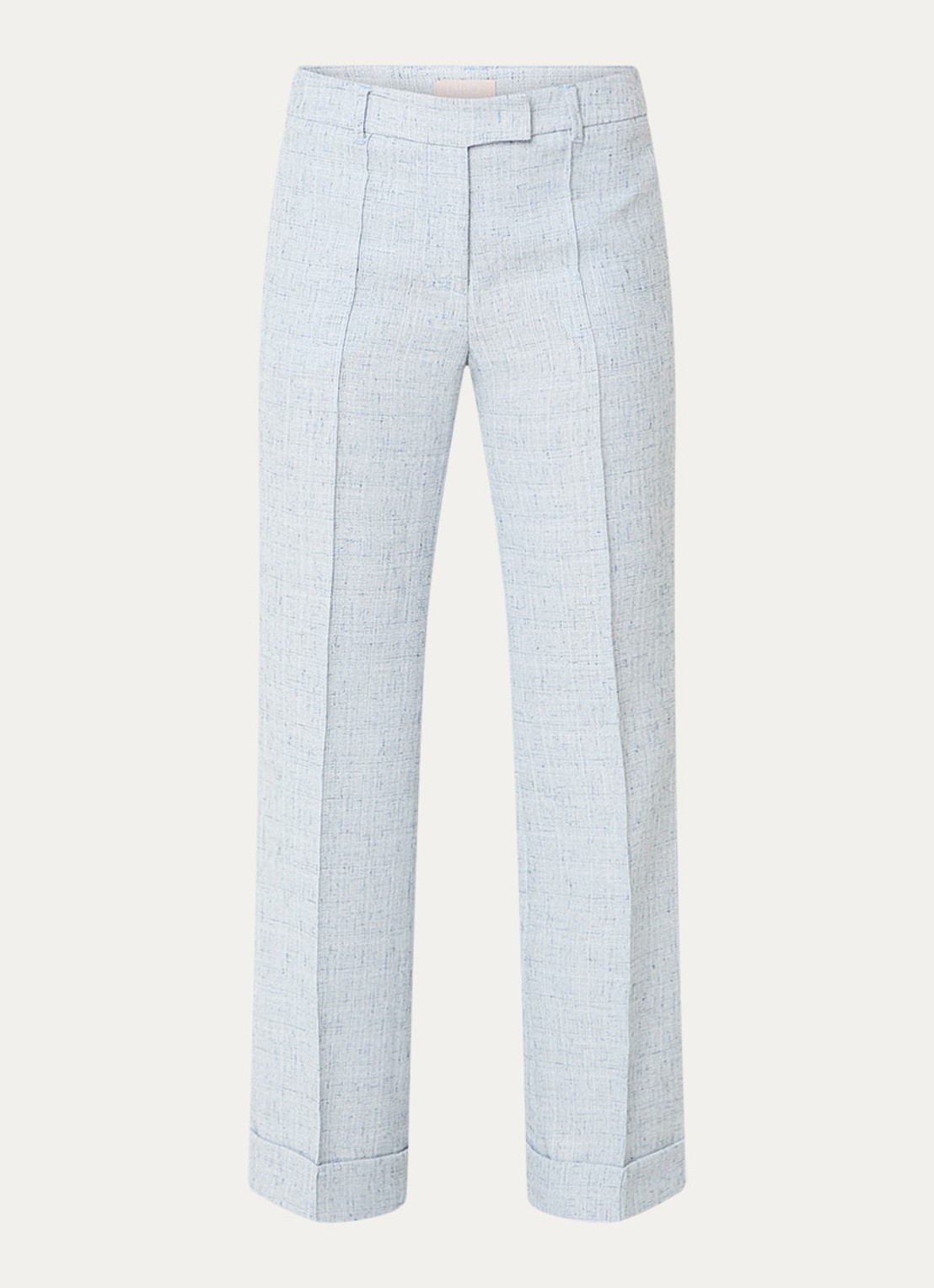 Liu Jo High waist wide fit pantalon met gemêleerd dessin - voorkant 3 lichtblauw