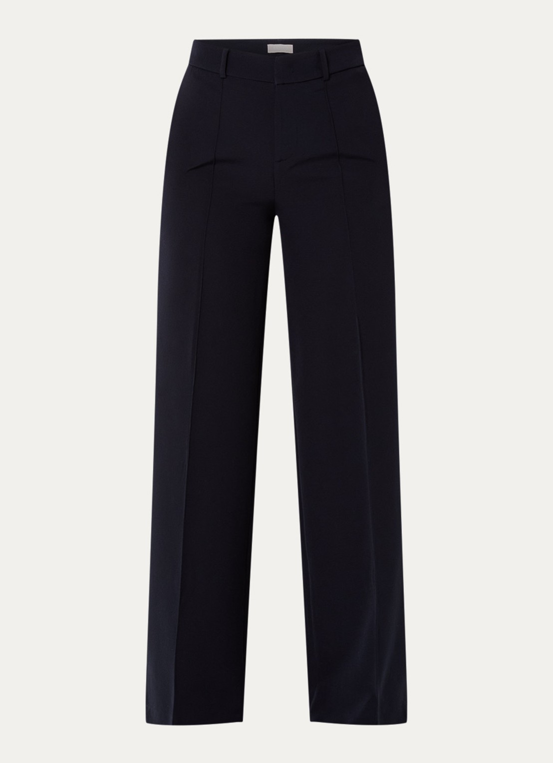 Liu Jo High waist wide fit pantalon met persplooi en steekzakken - voorkant 2 donkerblauw