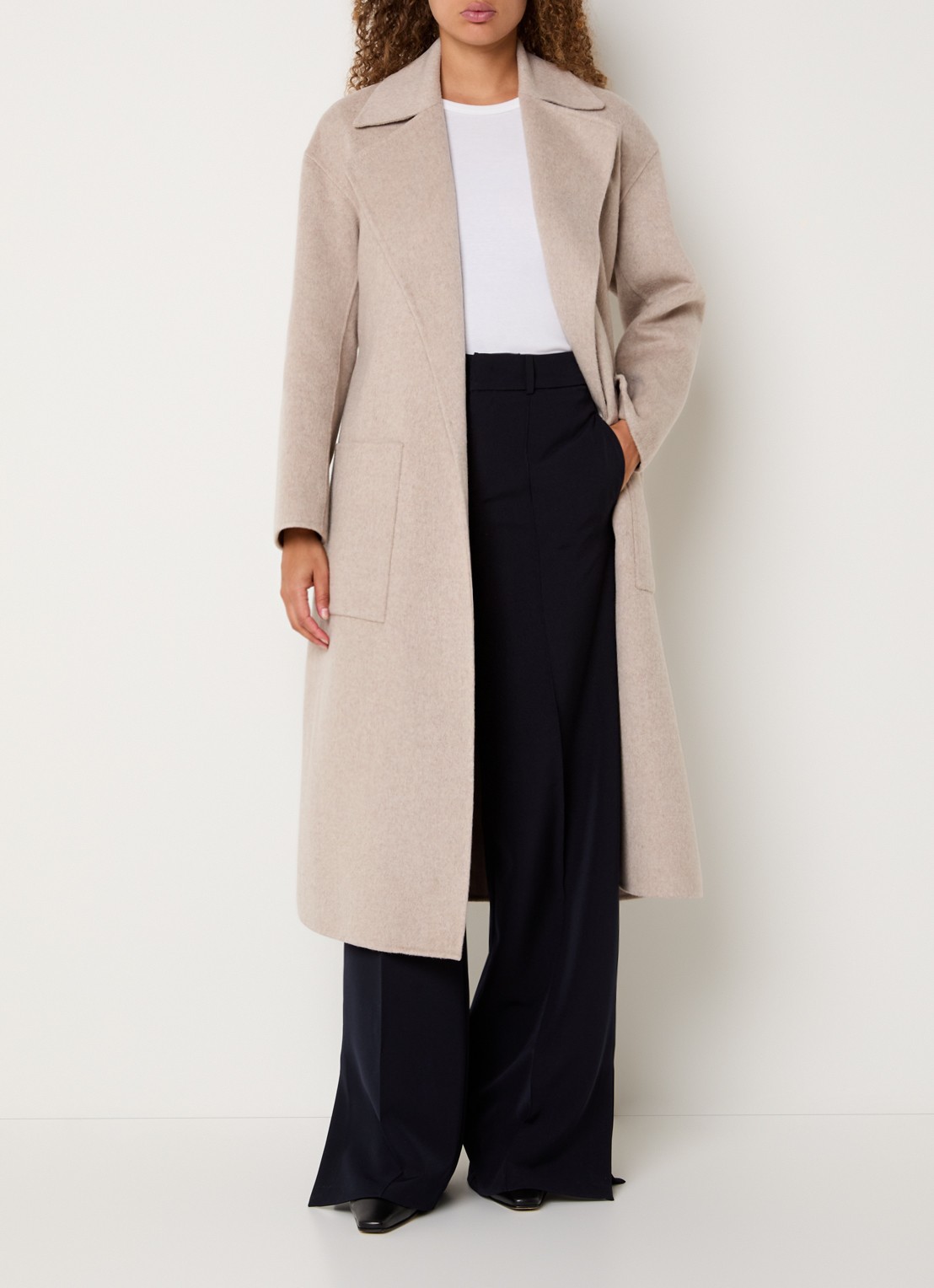 Liu Jo High waist wide fit pantalon met persplooi en steekzakken - voorkant 3 donkerblauw