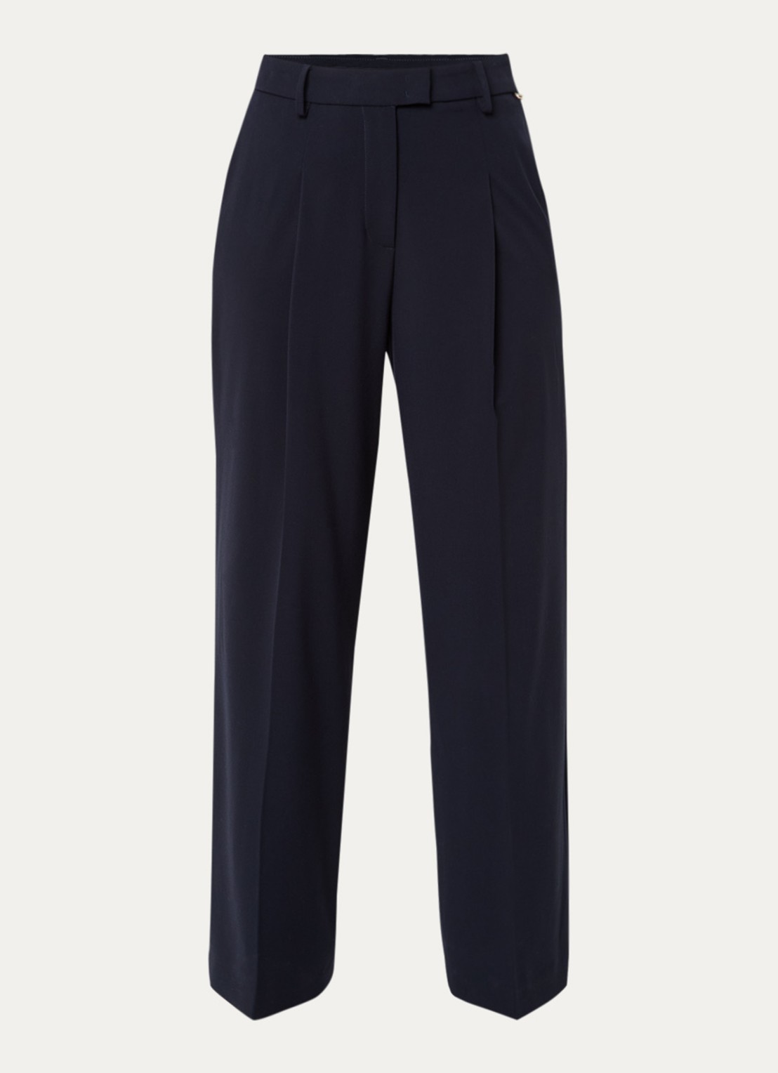 Liu Jo High waist wide fit pantalon met plooidetail - voorkant 3 donkerblauw