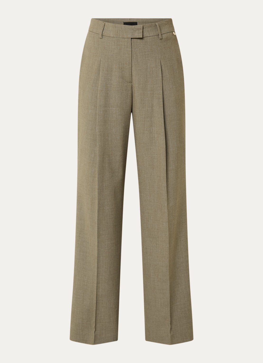 Liu Jo High waist wide fit pantalon met plooidetail - voorkant 2 groen