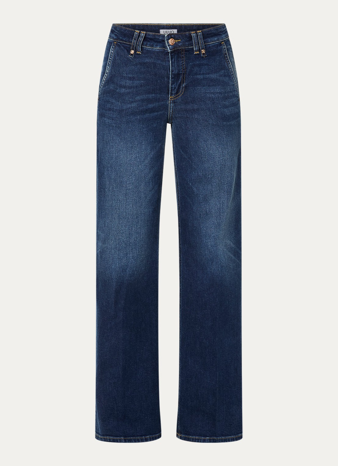 Liu Jo High waist wide leg jeans met donkere wassing - voorkant indigo