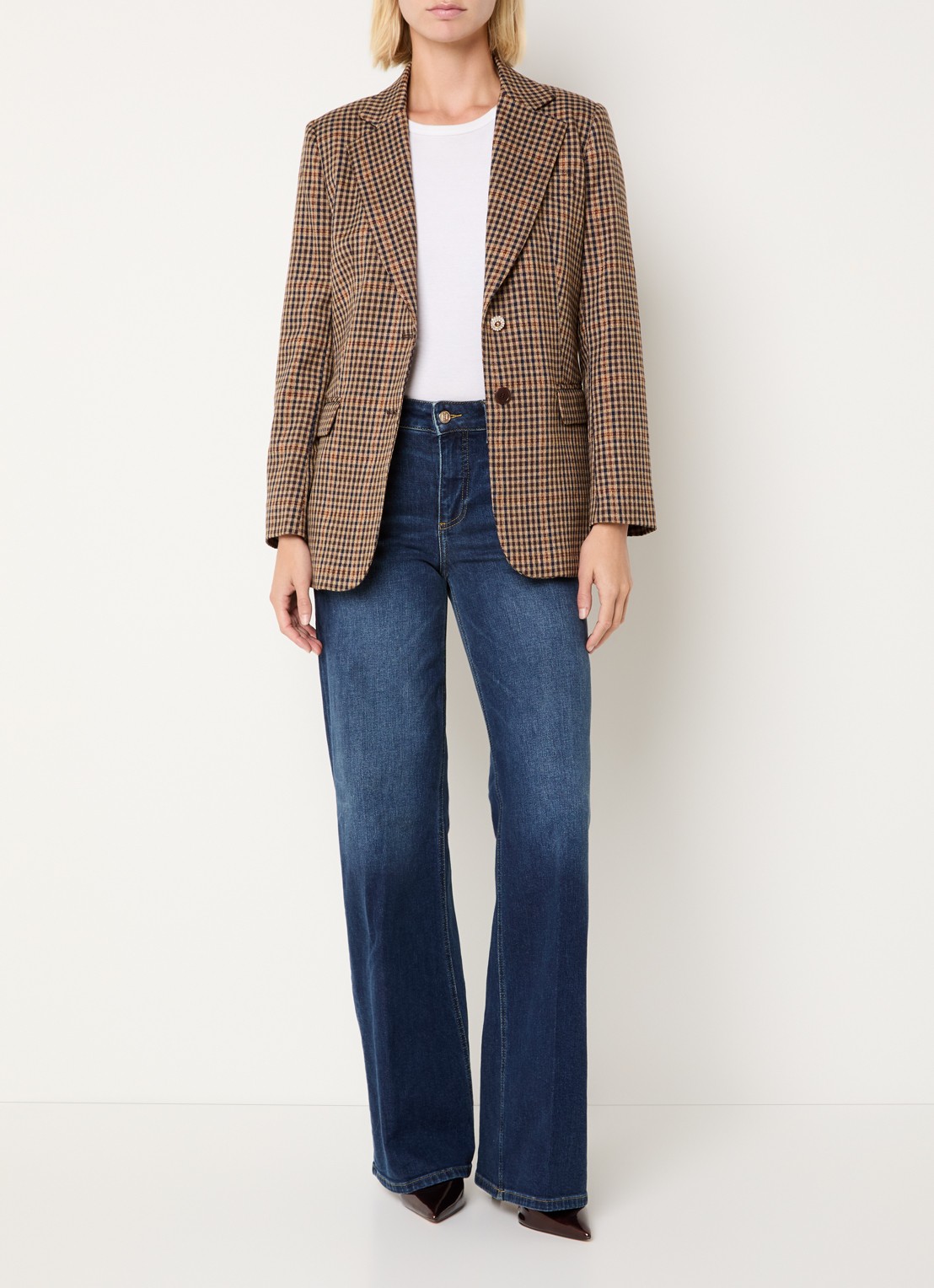Liu Jo High waist wide leg jeans met donkere wassing - voorkant 2 indigo
