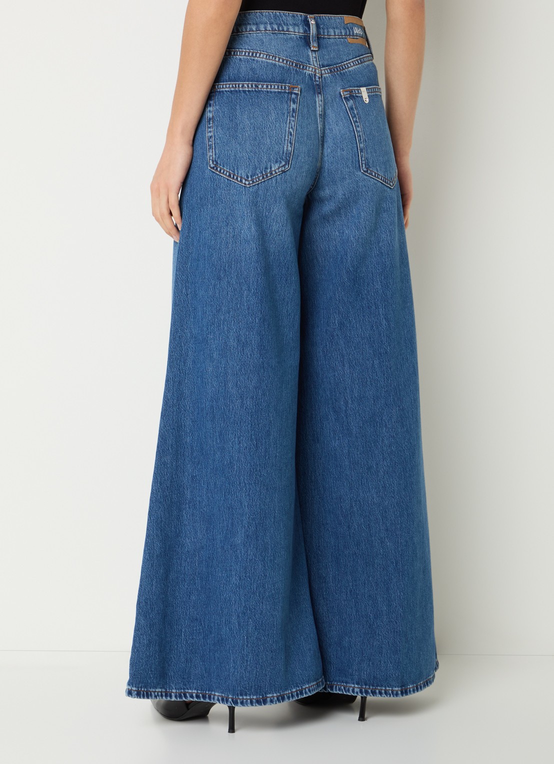 Liu Jo High waist wide leg jeans met gekleurde wassing - achterkant 5 indigo
