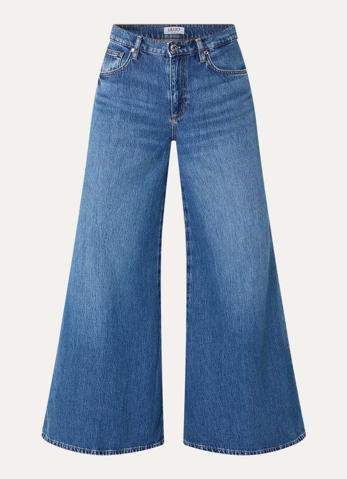Liu Jo High waist wide leg jeans met gekleurde wassing - voorkant indigo