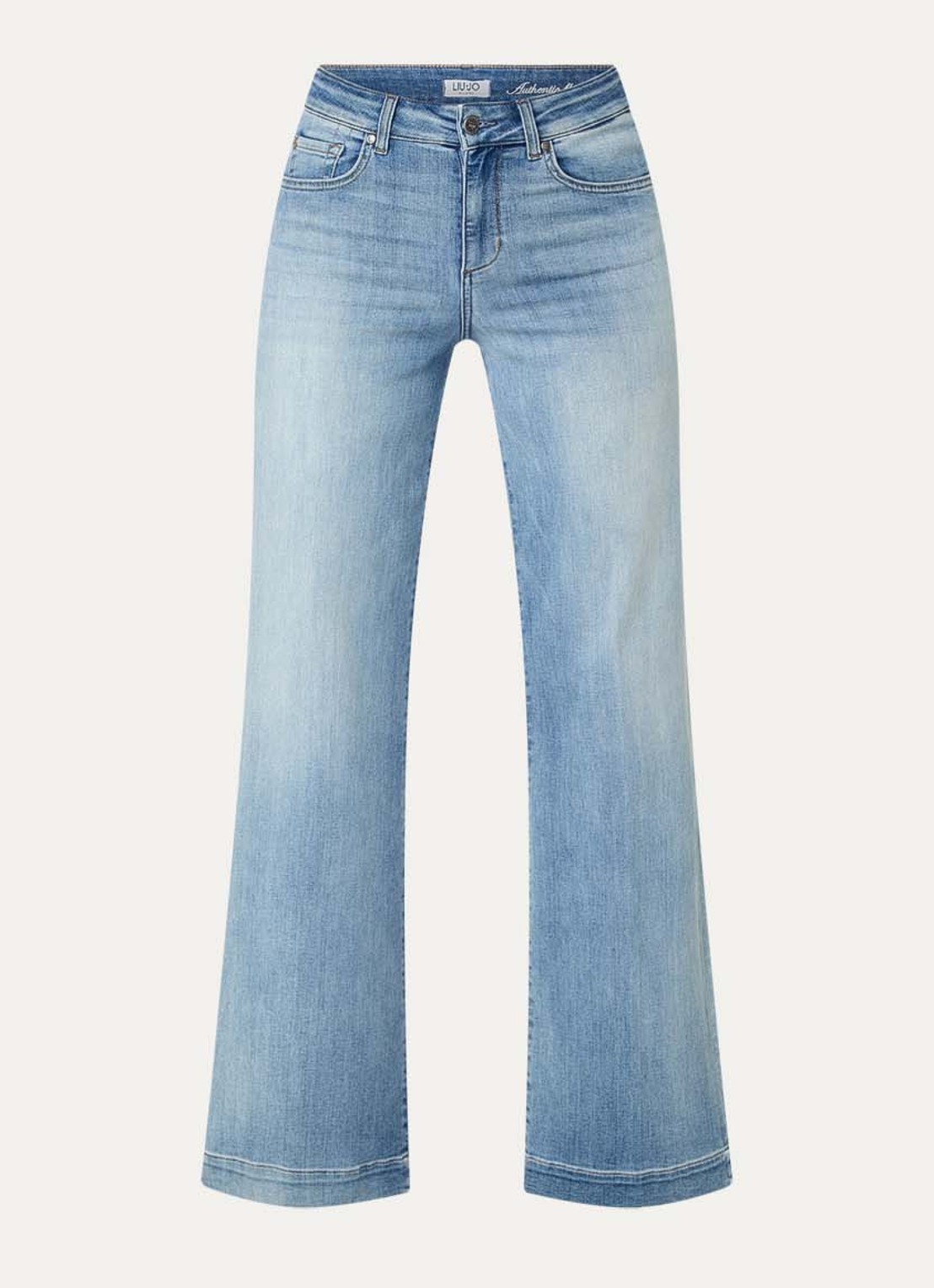 Liu Jo High waist wide leg jeans met lichte wassing - voorkant 2 indigo