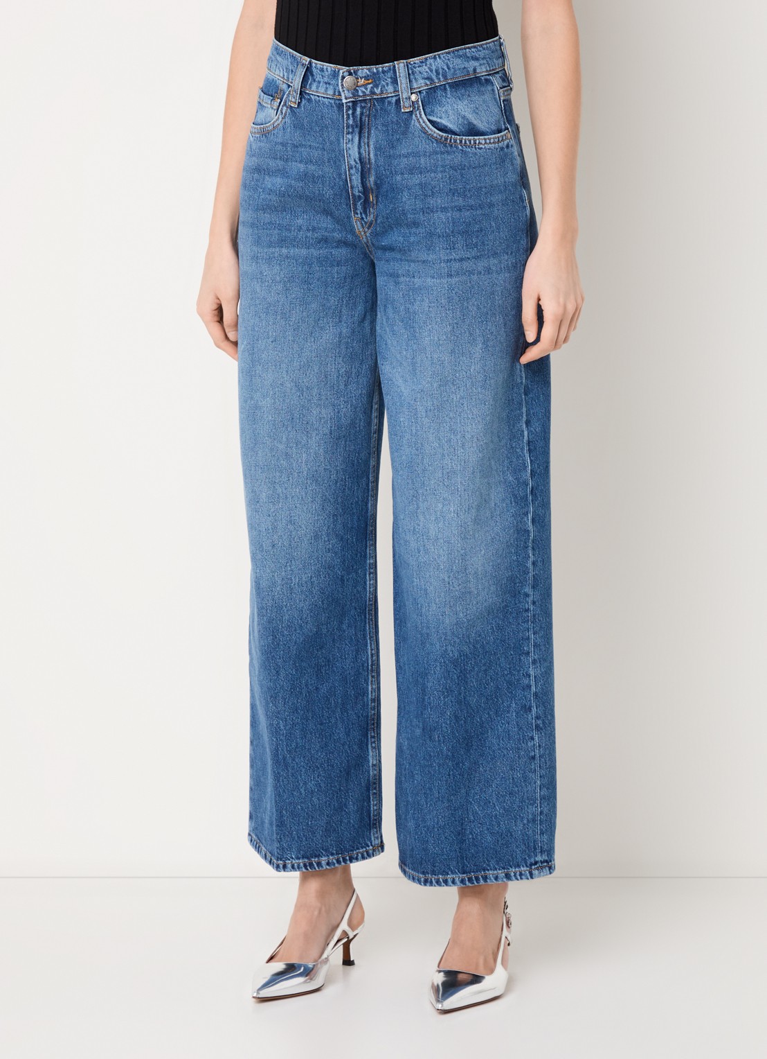Liu Jo High waist wide leg jeans met medium wassing  - detail 4 indigo