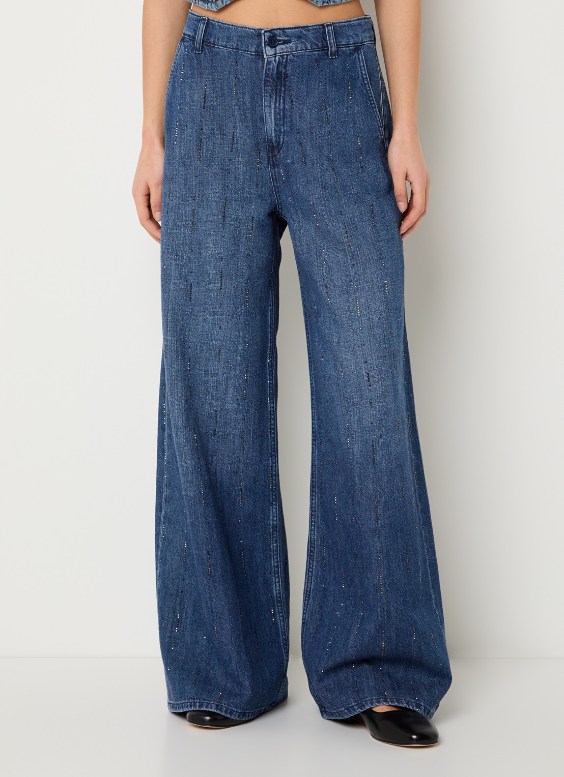 Liu Jo High waist wide leg jeans met strass - detail 2 indigo