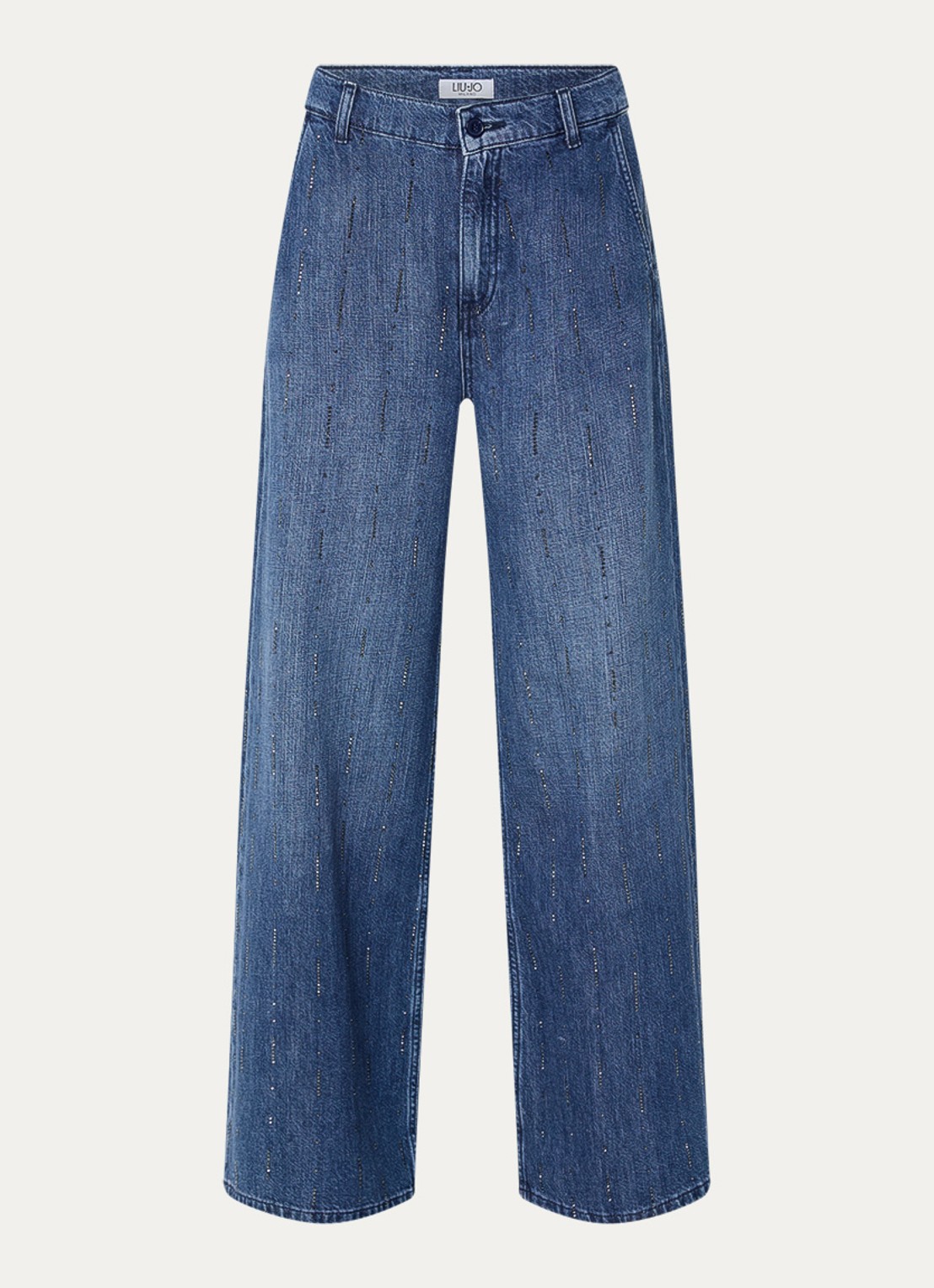 Liu Jo High waist wide leg jeans met strass - voorkant 3 indigo