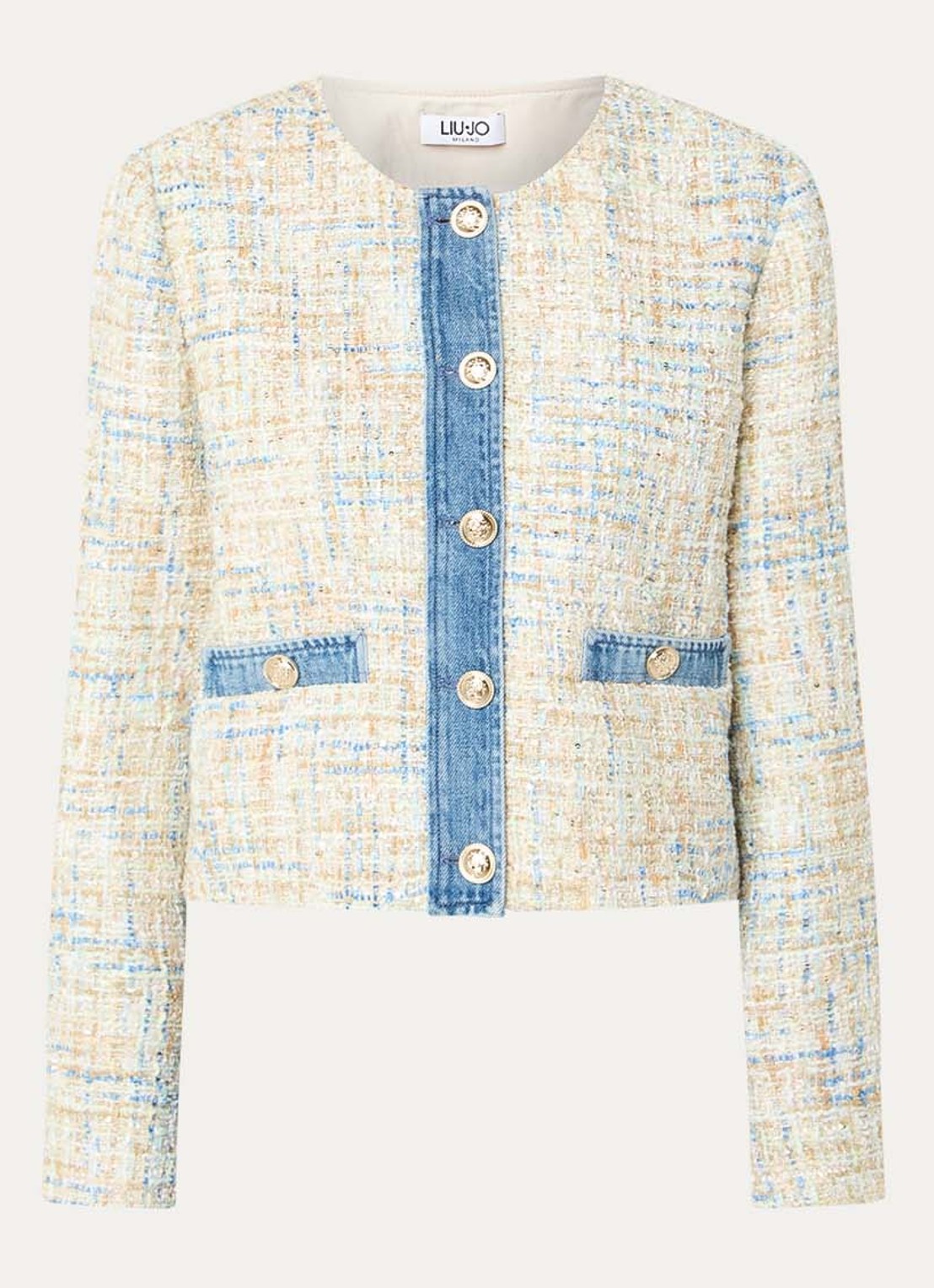Liu Jo Jack met tweed-look en sierknopen - voorkant 3 creme