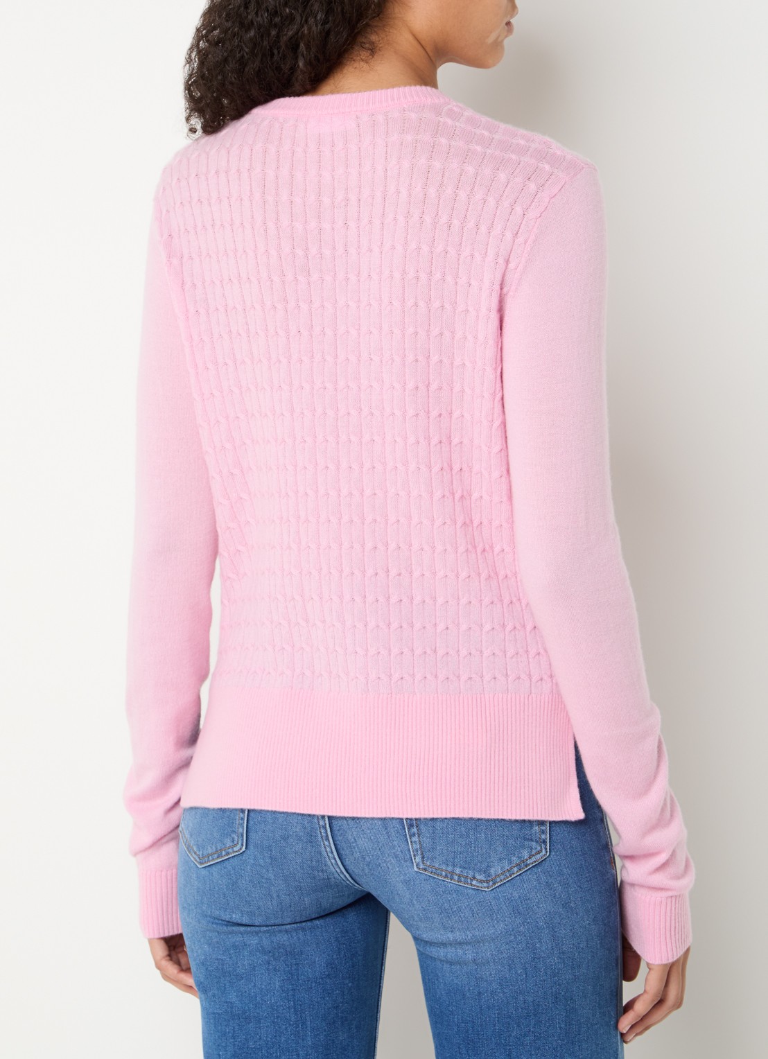 Liu Jo Kabelgebreide pullover in wolblend - achterkant lichtroze