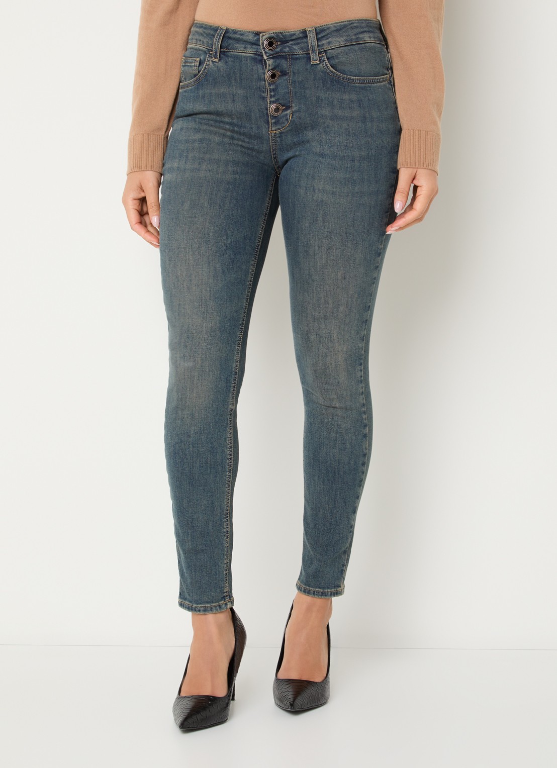 Liu Jo Low waist skinny fit jeans met gekleurde wassing - detail 4 indigo