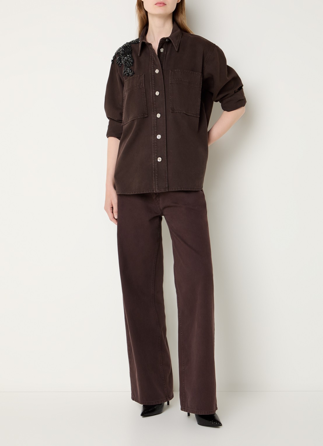 Liu Jo Low waist straight fit jeans met gekleurde wassing - voorkant 2 donkerbruin