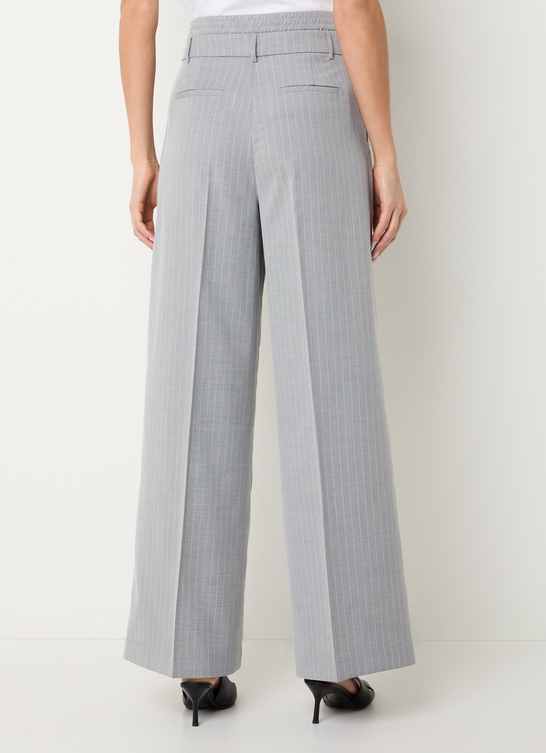 Liu Jo Lungo high waist straight fit pantalon met print en steekzakken - achterkant 2 grijs