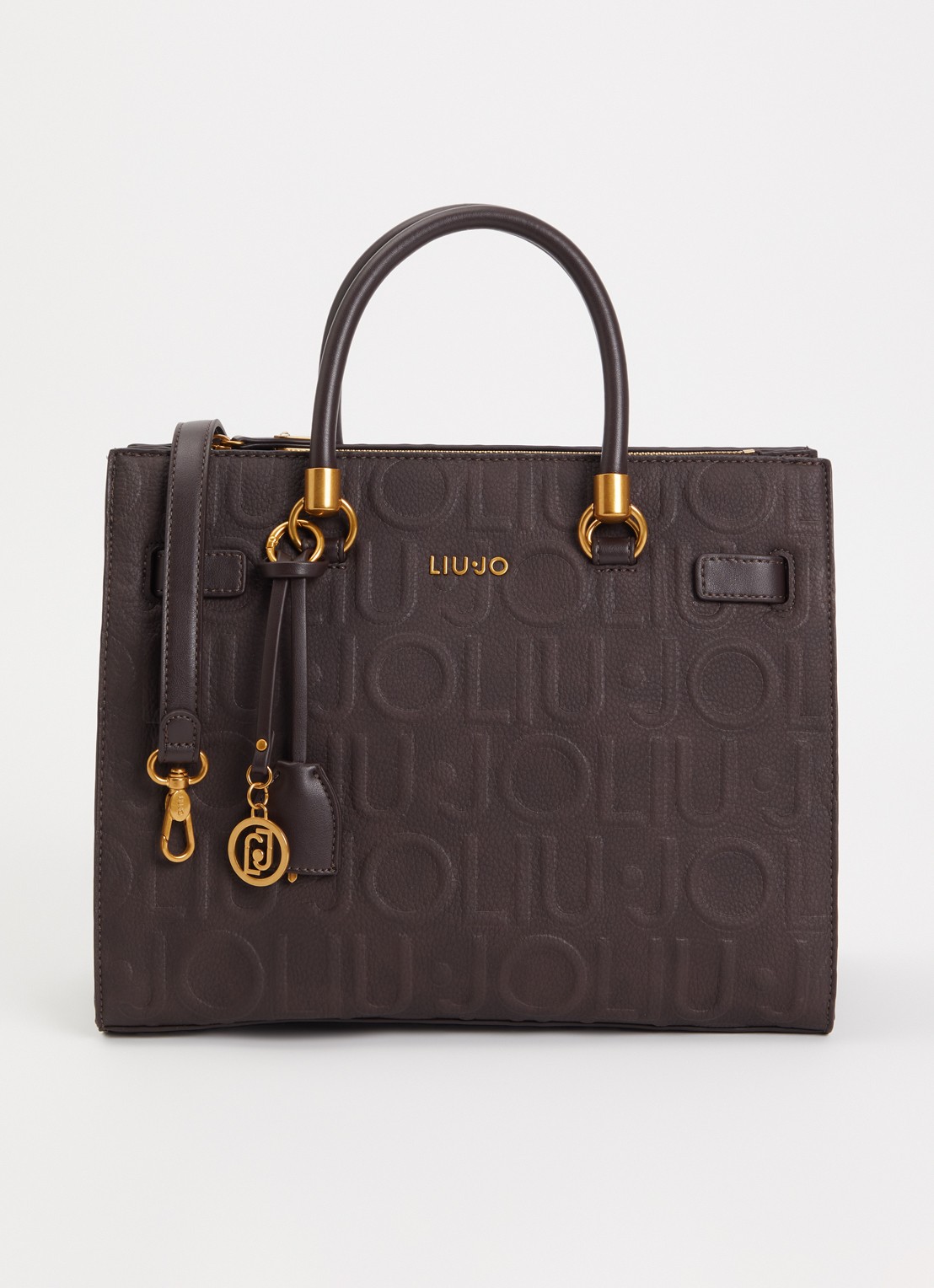 Liu Jo Manhattan crossbodytas met logoprint en tasbedel  - voorkant donkerbruin