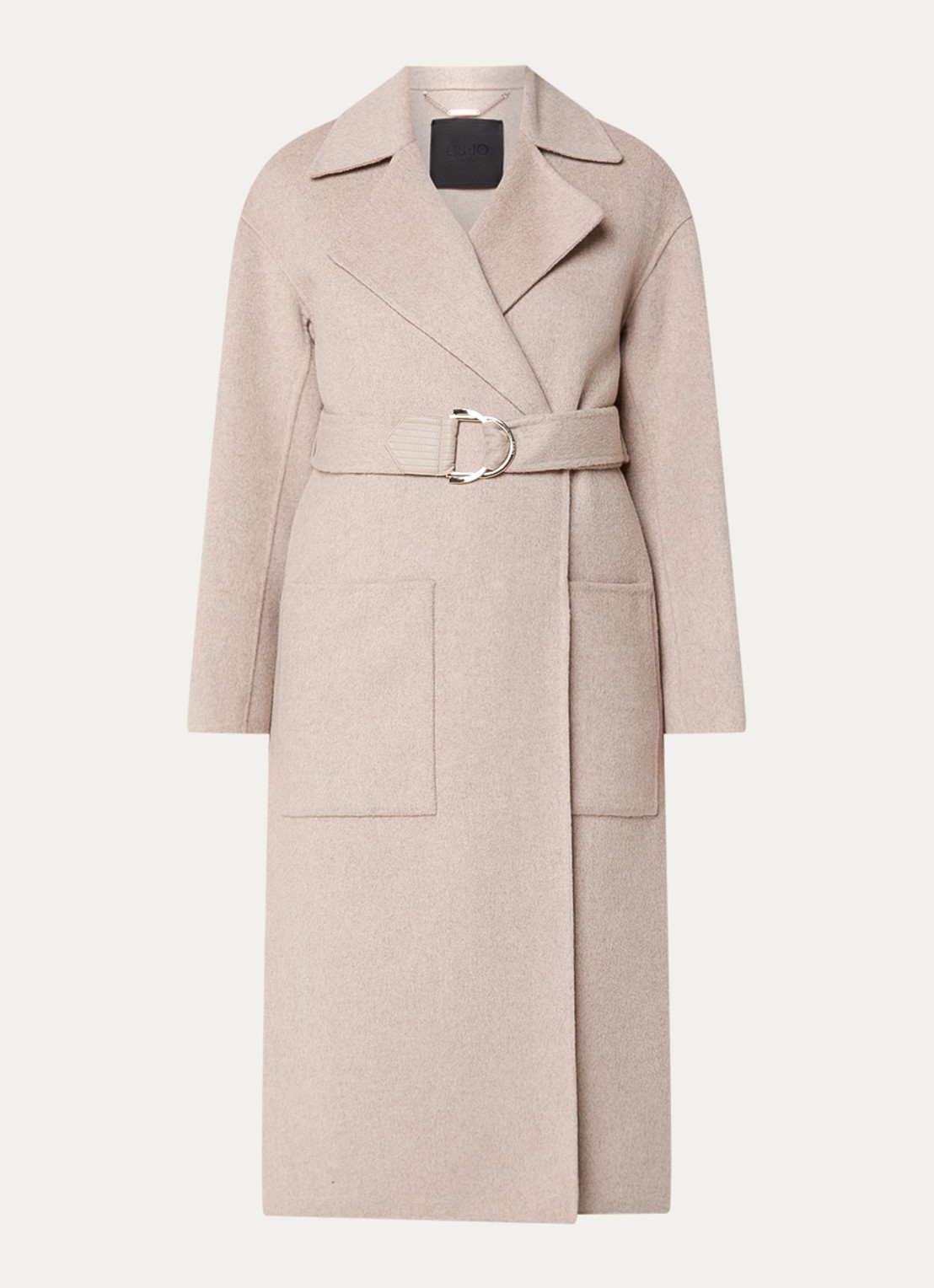 Liu Jo Mantel in wolblend met ceintuur - voorkant 3 beige