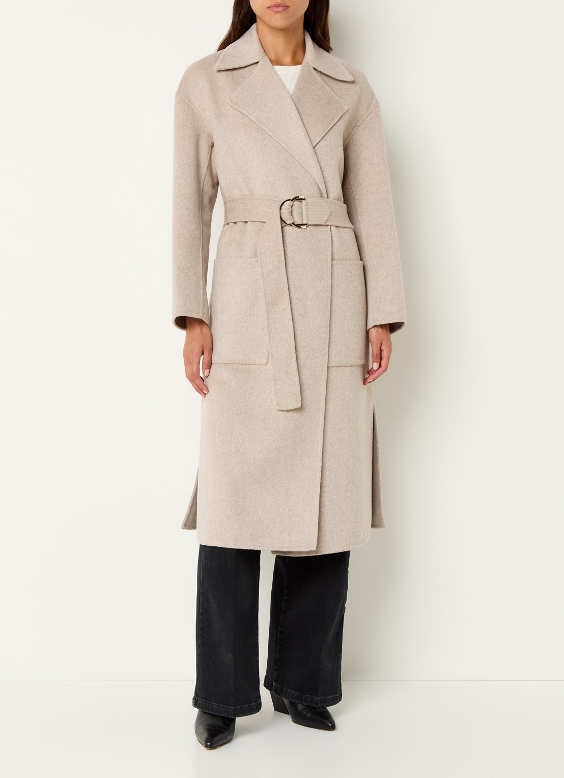 Liu Jo Mantel in wolblend met ceintuur - detail 7 beige