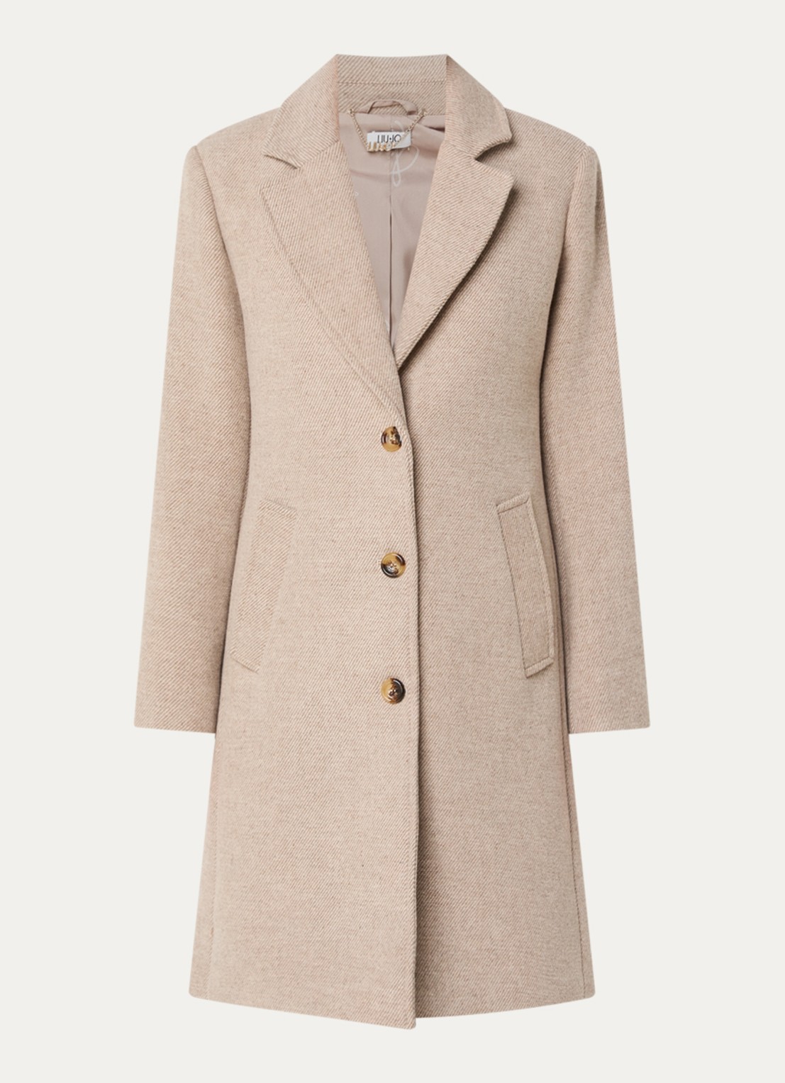 Liu Jo Mantel in wolblend met steekzakken - voorkant beige