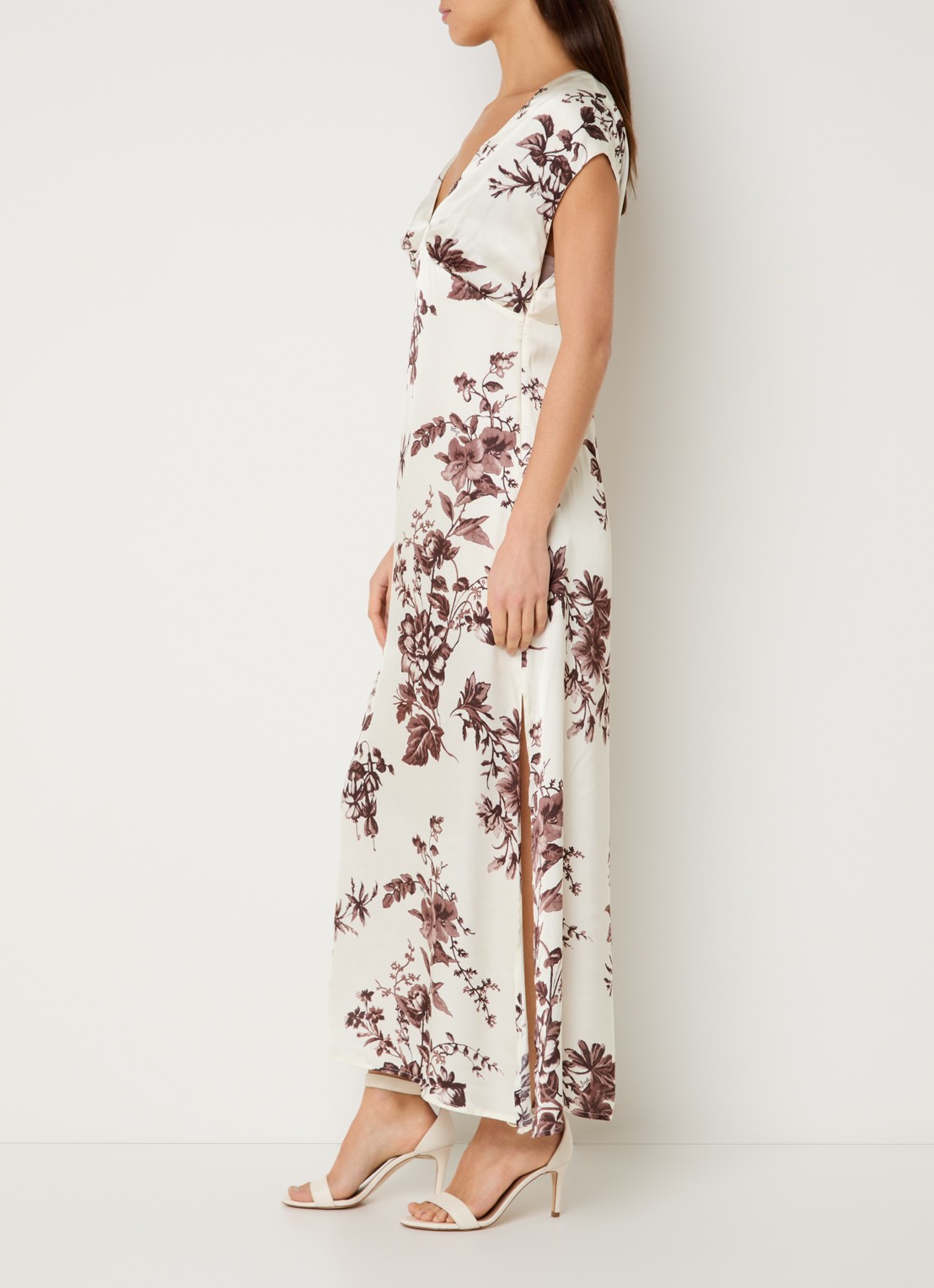 Liu Jo Maxi jurk met bloemenprint - voorkant 3 creme