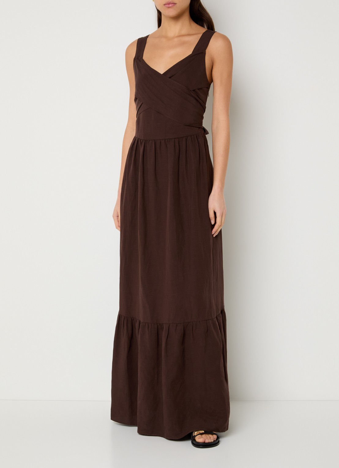 Liu Jo Maxi jurk met V-hals - detail 4 donkerbruin